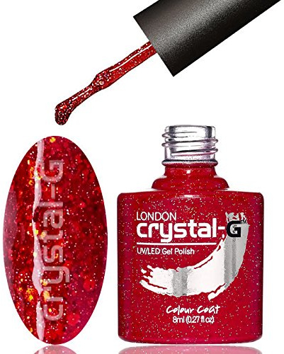 Crystal-G - D01 - Ruby Red Shade with Red Diamond Glitters - UV LED Gel Nail Polish Varnish - 8ml - ***REQUIRE UV/LED LAMP TO DRY GEL***