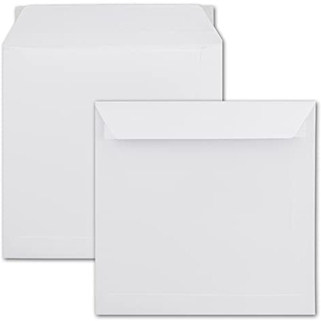 150x große quadratische Briefumschläge 22 x 22 cm - Weiß - 100 g/m² - Für ganz besondere Anlässe - Haftklebung