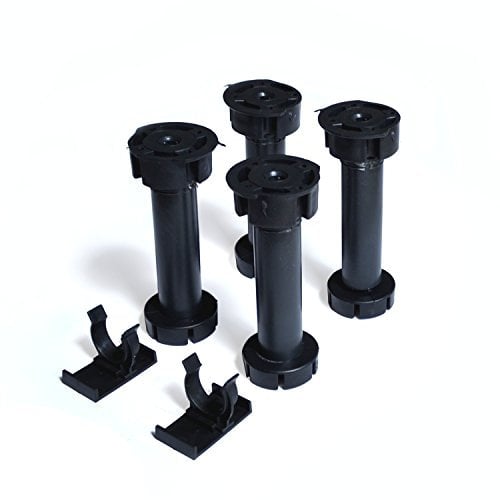 4X Kitchen Cabinet Plinth FEET Legs 150mm + 2 Clips - Black Carcase Unit Leg