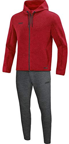 JAKO Herren Jogginganzug Premium Basics mit Kapuze, rot meliert, S, M9729