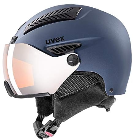 uvex hlmt 600 Visor - robuster Skihelm für Damen und Herren - individuelle Größenanpassung - mit Visier - Blue matt - 57-59 cm