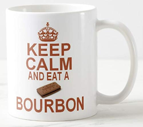 Novelty MUG ≈ KEEP CALM AND EAT A BOURBON ≈ chocolate cream biscuit biscuits - carry on secret santa gift mugs