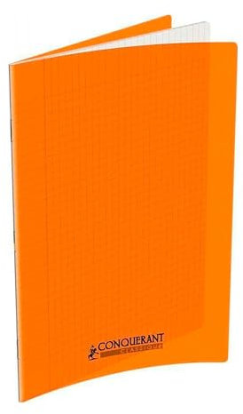 Conquérant Lot de 20 Cahiers Classique 24x32cm Grands Carreaux Seyès 48 Pages Agrafées Couverture Polypro Orange