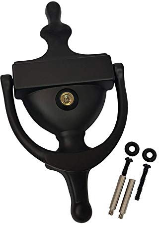 QCAA Türklopfer, massives Messing, 17,8 cm, mit 160-Grad-Glaslinse, Türspion (UL-gelistet), mattschwarz, 1 Stück
