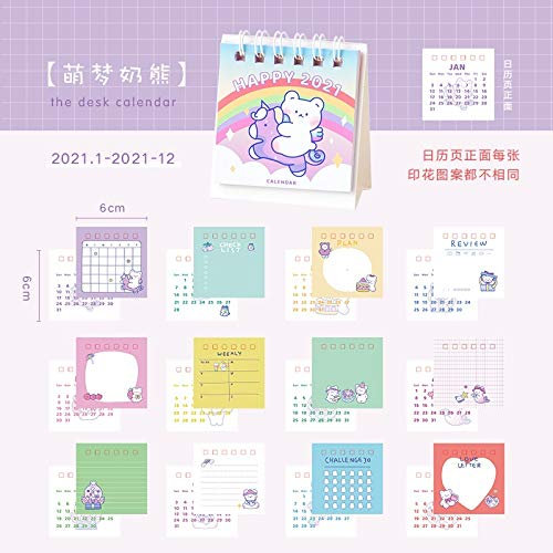 Kalender Kalendarien 2021 Desktop Paper Mini Kalender Dual Daily Scheduler Tischplaner Jährlicher Agenda Organizer Honig Freund Kalender Terminkalender (Color : 2)
