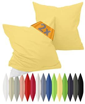 npluseins Doppelpack Baumwoll-Kissenbezüge - Moderne Wohndekoration in schlichtem Design 317.361, 40 x 60 cm, gelb
