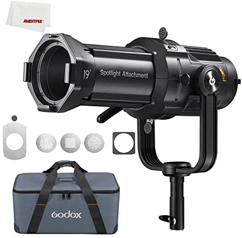 GODOX VSA-19K / 26K / 36K spotlight attachment offers special functions such as spotlights and floodlights, beam cutting, optical zoom, beam modeling for VL300 300W Bowen Mount LED Light (VSA-19K)