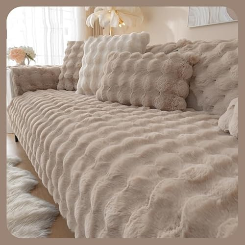 WYJHNLBEDC Sofa/Couch überzug/überwurf/überwurfdecke, Warmer Super Weicher Plush Sofabezug für L Form/U Form/Ecksofa 3/2/1 Sitzer, Sofaschutz Hund Kratzschutz Katze Braun