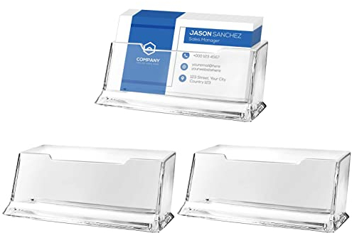 JJYHEHOT 3 Stück Visitenkartenhalter, Acryl Visitenkartenständer Klarer im Querformat Transparent für Büro Sammlung Veranstalter