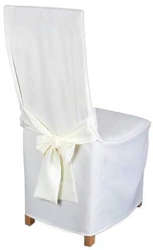 HOME DEKO Stuhlhussen mit Schleife, Universal-Sitzbezüge zum Schonen von Stühlen für Wohnzimmer, Esszimmer oder Küche, Perfekt für Anlässe Aller Art, Hellbeige, 4 Stück
