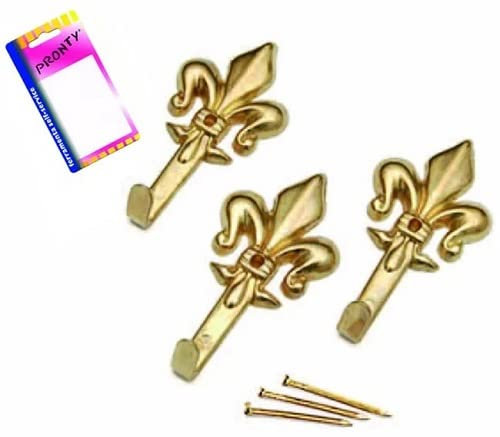 GANCI PER QUADRI MOD. GIGLIO 47MM CONFEZIONE 3 PEZZI COLORE ORO pronty