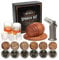 Kit de Fumoir pour Whisky avec Chalumeau - 6 arômes de copeaux de bois, 2 Verres, 2 Moules à Glaçons Sphériques - Kit Fumoir Cocktail, Cadeau homme, anniversaire, fête des pères, Noël (Sans Butane)