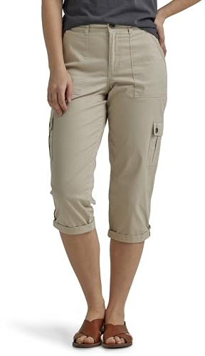 Lee Caprihose im Cargo-Stil, für Damen, in Übergröße, mit Flex-to-Go-Bund, mittelhohe Taille, entspannte Passform