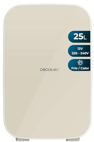 Cecotec Nevera Pequeña Bolero MiniColing 25L Bahamas Beige. Capacidad 20 L, Funcionamiento 12-220 V, Compatible con Coches y Caravanas, Función Frío y Calor, Temperatura Regulable de 7 ºC a 65 ºC