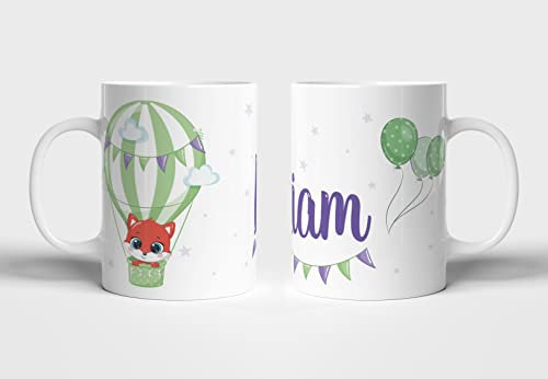Marquage Unique Mug/Tasse/Gobelet enfant Incassable & Personnalisable - Idée cadeau personnalisé prénom - Gobelet Renard Montgolfière- CL0008c