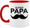 Tasse Tassen 325ml - Geschenk zum Vatertag - Super Papa mit Schnurrbart - schwarz - 325 ml - Rot - vatertagstasse vatertagsgeschenk superdad kaffeetasse vatertagtasse männertag super-dad mug