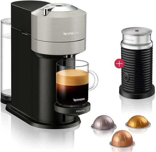 Nespresso Krups Vertuo Nest Machine à café à capsules + Aeroccino 3 mousseurs à lait I Arrêt automatique I Temps de chauffe court I Six tailles de tasses I Préparation facile, prend de la place