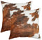 Kuhfell Gedruckt Kissenbezug 2er Set Kissenbezüge Kuhfell Kissenbezüge 45x45cm Kissenhülle Home Bauernhaus Western Bauernhof Tier Haut Plaid Grid Drucken Cowboy Weiß Braun Dekokissen im Freien