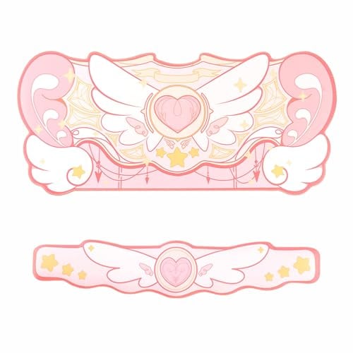 GeekShare Kawaii Mauspad Handgelenkstütze Set - rutschfeste Gummibasis Schreibtischmatte und Memory Foam Handgelenkstütze für Tastatur und Maus, perfekt für Gaming, oder Home Office Arbeit (Rosa)