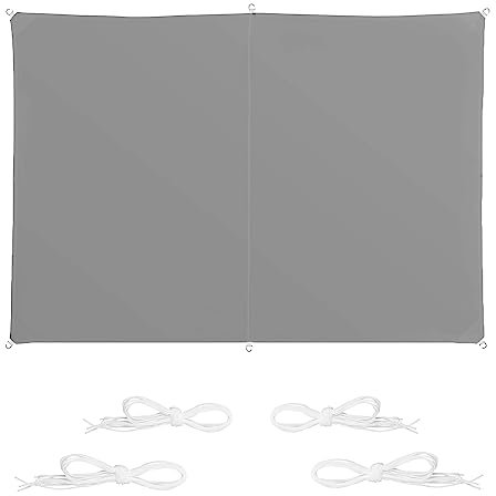 Sun Shade Sail Rectangle 1.6 x 2 m(5.25 x 6.56ft) Waterproof Anti-UV Hot Tub Shelter Easy to Install For Outdoor Patio Canopy, Light Grey