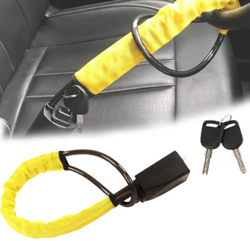 WOOXGEHM Antirrobo Coche, Candado de Volante para Coche con 2 Llaves, Alta Seguridad, Alta Seguridad, 17 Pulgadas de Longitud, Antirrobo Coche Volante para la Mayoría de Vehículos, Coches, Camiones