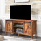 TV Schrank Mit 2 Schiebetüren, Vintage-Design Sideboard Aufbewahrungsschrank mit Verstellbaren Ablage für Wohnzimmer, Esszimmer, Holz TV Lowboard Fernsehschrank, 120 ×40×60.5cm, Braun