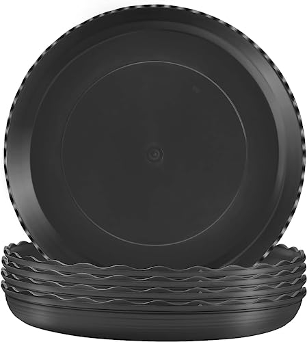 Worephu Lot de 5 soucoupes pour pots de fleurs, 30 cm, robustes, rondes, soucoupes en plastique pour pot de fleurs d'intérieur et d'extérieur (noir)