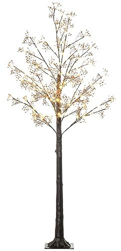 HOMCOM 6ft Artificial Gypsophila Blossom Tree Light with 96 Warm White LED Light, Baby Breath Flowers for Home Party Wedding, Indoor and Outdoor Use