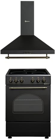 SOLTHERMIC COMBO PACK NEGRO RÚSTICO COCINA VTC con HORNO 50L 50X50 + CAMPANA DE 60 H60PR (3 fuegos, gran potencia de extración)