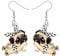 DALANE Acryl Niedlich Mops Hund Ohrringe Baumelnd Tropfen Anime Welpen Haustiere Schmuck für Frauen Mädchen Kinder Mops Liebhaber Charms Geschenke Party (Kaffee A)