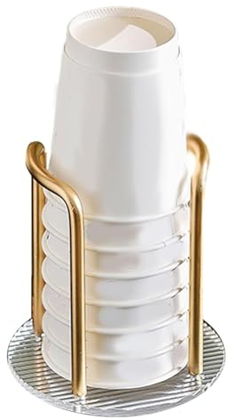 Porta tazze da caffè in carta, usa e getta, con base stabile, dispenser di tazze usa e getta in plastica, per piani di lavoro della cucina, casa, bar, caffetteria, snack (oro)