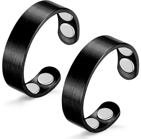 Cigmag 2PCS Lymphdrainage Magnetring Damen Herren Frauen Finger 99% Reines Kupfer 4 Ultrastarke Magnete Verstellbar mit Geschenkbox (Schwarze)