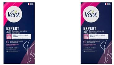 Veet EXPERT - 40 Bandes de Cire Froide Corps & Jambes - Peaux Normales - Finition Parfaite - Epilation Longue Durée (Lot de 2)