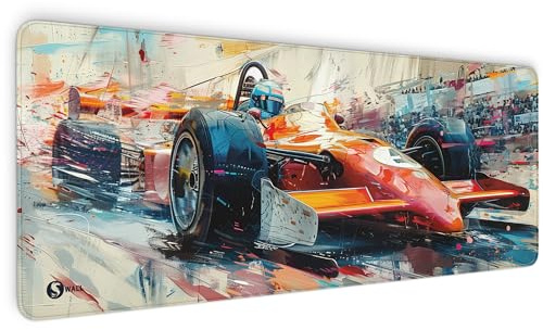 Gaming Mauspad XXL Formel 1 F1 80x30 cm 4 mm dick rutschfest Deskmat PC | Mousepad Tastaturunterlage extrem gleitfähige Oberfläche sauberen Rändern scharfem Druck und 4 mm Komfort
