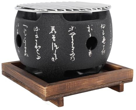 Mini barbecue de style japonais portable rond pour aliments au charbon de bois (S)