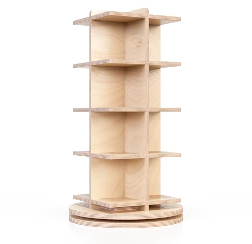 Drehbarer Tischaufsteller 360°, Aufsteller, aus Naturholz für Geschäfte, Apotheken, Lebensmittel, Tabakwaren, H.65 cm, einfache Steckmontage. (Bix - 360° drehbar)