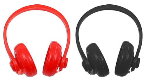 ieron 2 pcs Accessories For Dollhouse Models Mini Headphones, Miniature Accessories Headset (Black+Red)