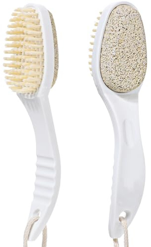 JIEYAO 2 in 1 Fuß Bimsstein Bürste, Fußbürsten & Bimsstein Pediküre Werkzeuge, Dusche Fuß Scrubber Bürste Doppelseitige Bimsstein Fußfeile Tote Haut Hornhautentferner für Fußpflege