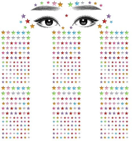 528 Stück Gesicht Glitzersteine Acryl Sterne Selbstklebende Glitzersteine Damen Bunt Temporäre Tattoo Edelstein Nagel Strasssteine Aufkleber für Karneval Festival Party Konzert Make-Up