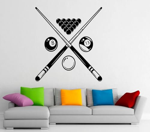 YLLMNOBN Billard Wandtattoo Vinyl Aufkleber Billard Zimmer Wand Mode Dekoration Aufkleber Sport Spiel Home Interior Design Kunst Wandbild