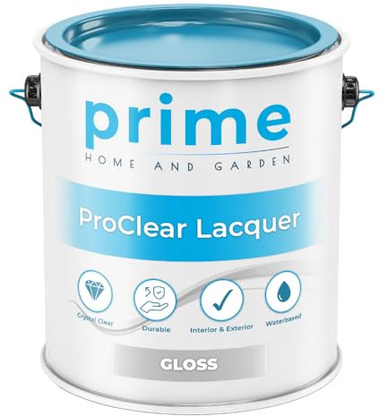 Prime ProClear Lacquer Paint - 1 Litre Quick Drying & Durable Lacquer for Wood, Plastic, Metal, Concrete, Glass & Ceramics | Water Resistant Coating for Interior & Exterior Surfaces (Gloss)