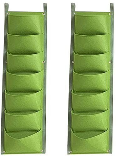 Kalastussaari Sacca da fioriera a parete sacca da giardino verticale con 7 tasche impermeabile verde per balcone da giardino da esterno interno (2 pezzi), sacca da fioriera a muro
