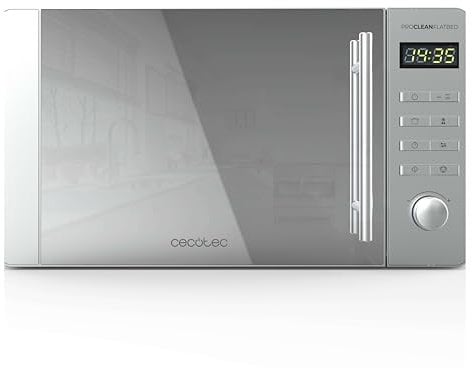 Cecotec Forno a Microonde 20L Proclean 5120 Flatbed Inox. 700W e Grill 800W, 8 Programmi, Schermo Led, Design Mirrordoor, Interno Ceramico, Timer 30 Min, Tecnologia 3Dwave
