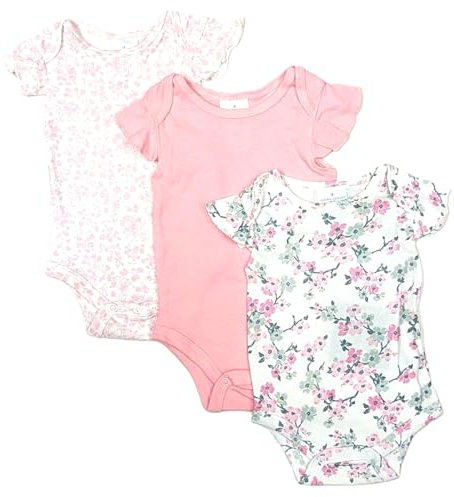 Laura Ashley flickor nyfödd baby 3-pack sparkdräkt väst bodysuits, baby shower 0-3, 3-6, 6-9 månader