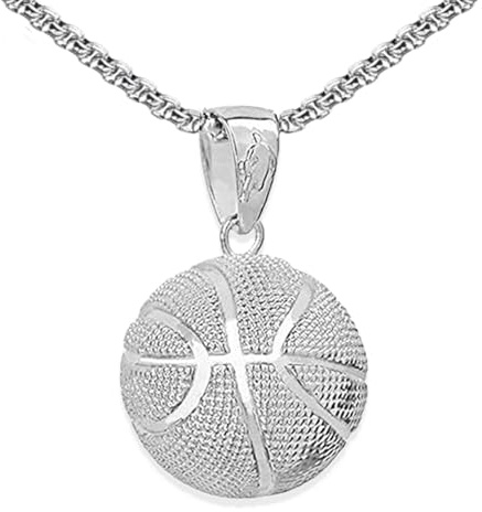 Bramart Collana Uomo Basket in Acciaio Inox Lucidato Di alta Qualità - Sportivo Basketball Idee Regali per lui Pallacanestro Sport Ciondolo per Cestista - Cofanetto incluso