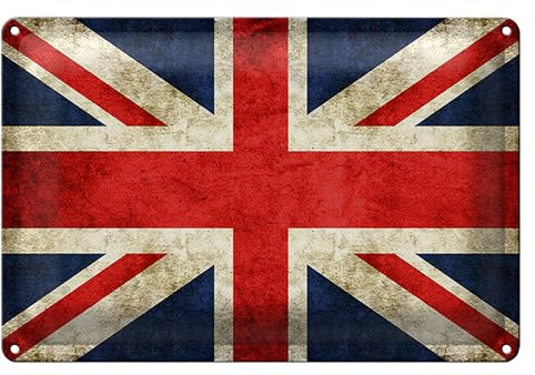 Vintage Union Jack | Blechschild | Dekoration für Zuhause | 18 cm x 12 cm