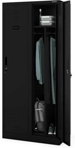 Jan Nowak Spindschrank Umkleideschrank Metall 2 Abteile 180x80x50 cm | Personalschrank, Kleiderschrank, Schließfachschrank, 2 Abteile, Kleiderstange, Trennwände, Lüftung, 4 Haken je Abteil