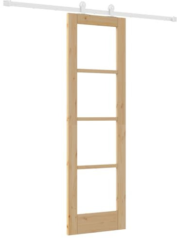 vidaXL Porte coulissante Orkdal Naturelle Et Blanche Bois Verre 61 X 198.5 cm Avec Rail Kit Quincaillerie Utilisation Intérieure Bar À Domicile Séparation Placard Minimaliste Finition Mate