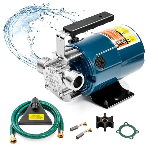 FCNP Portable Electric Water Transfer Pump, 115V 1/10HP 330GPH Garden Pump With Suction Hose Kit for Low Suction Pumping from Garden Pool Aquarium Hot Tub Rain Barrel Water Bed