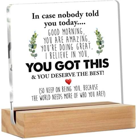 Cartello motivazionale da scrivania, in acrilico trasparente, 15 x 15 cm, tema moderno, cartello decorativo da tavolo